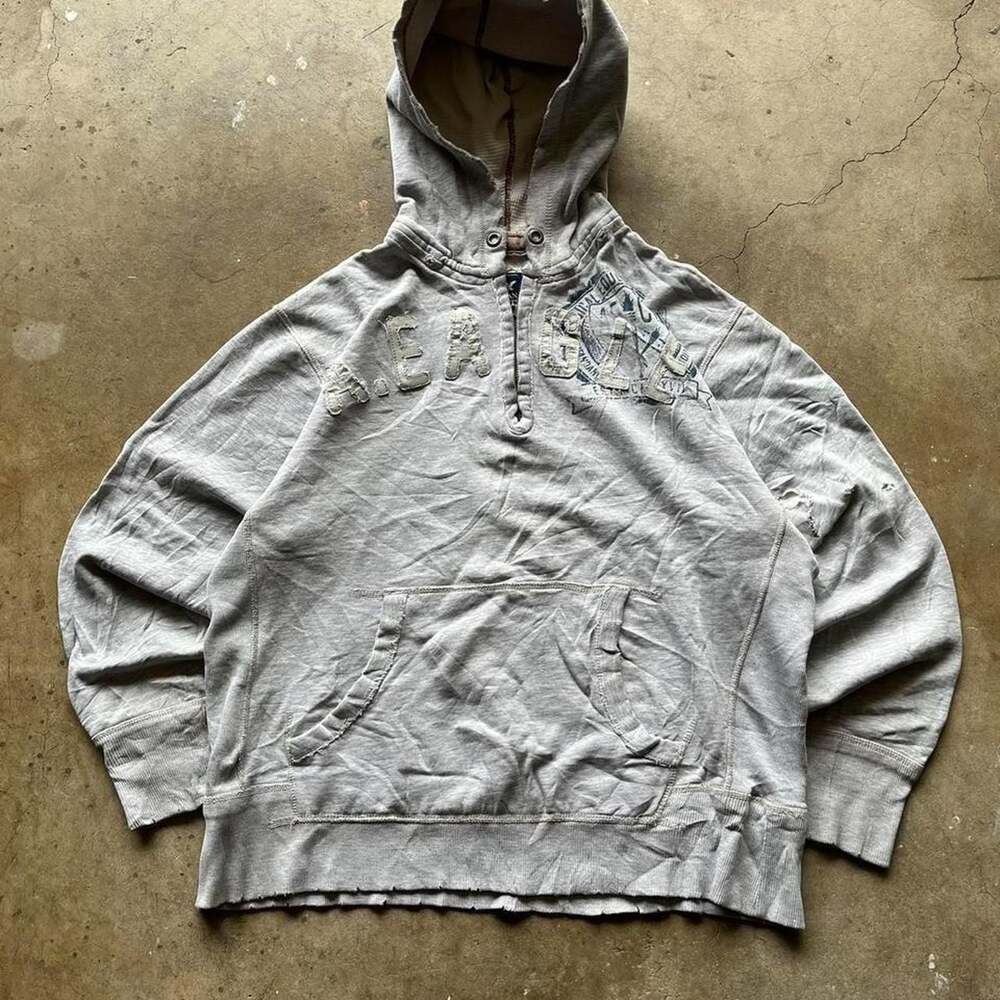 American Eagle Quarter Zip Embroidered Hoodie
